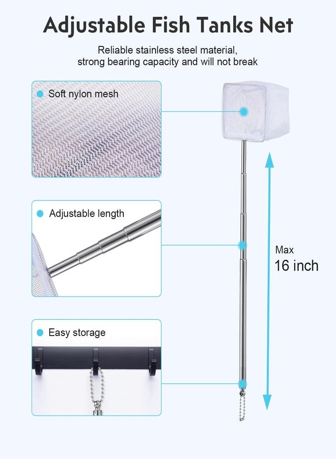 URUQ Fish Tank Cleaning Kit: Algae Scraper for Aquariums Glass Scrubber Cleaner Tools with Handle - 7 in 1 Betta Fish Tanks Cleaning Accessories Set Including Fishing Net Sponge Brush Pump Brush - Image 4